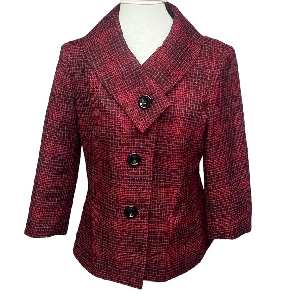 Emily Plaid Red Black Blazer